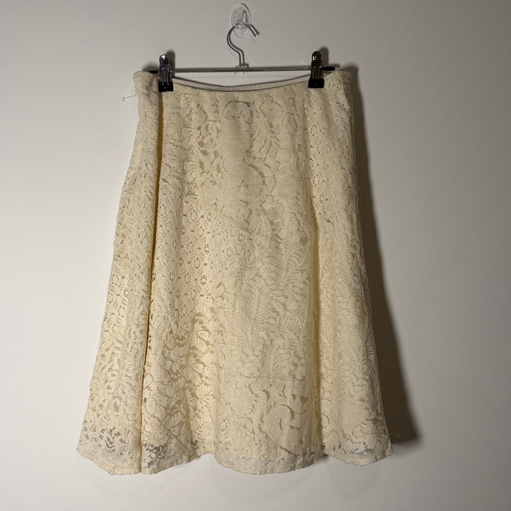 NWT Lauren Ralph Lauren Ivory Lace A-Line Skirt - Picture 7 of 9